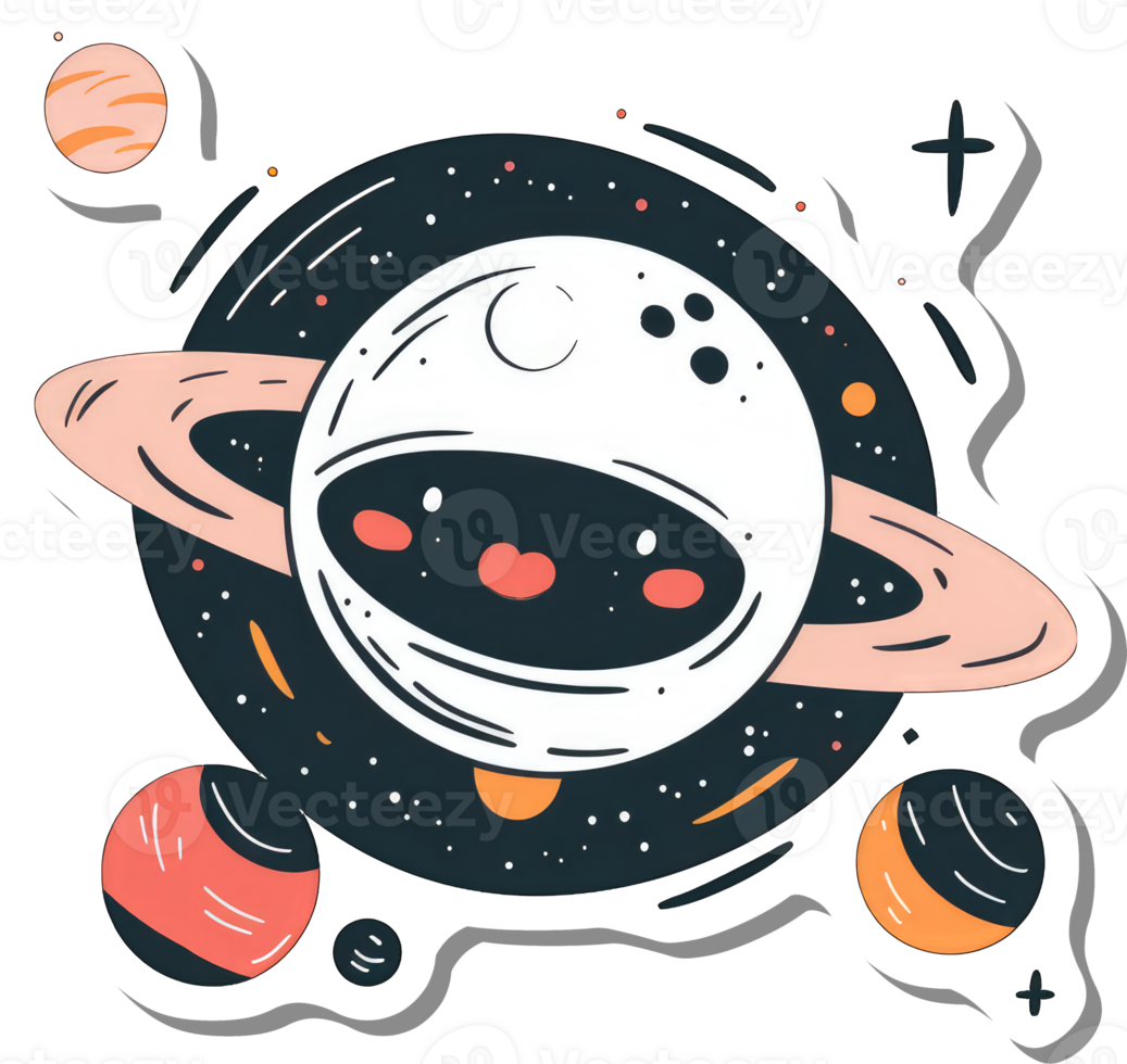 Cute Astronaut Planet Space Sticker Design png