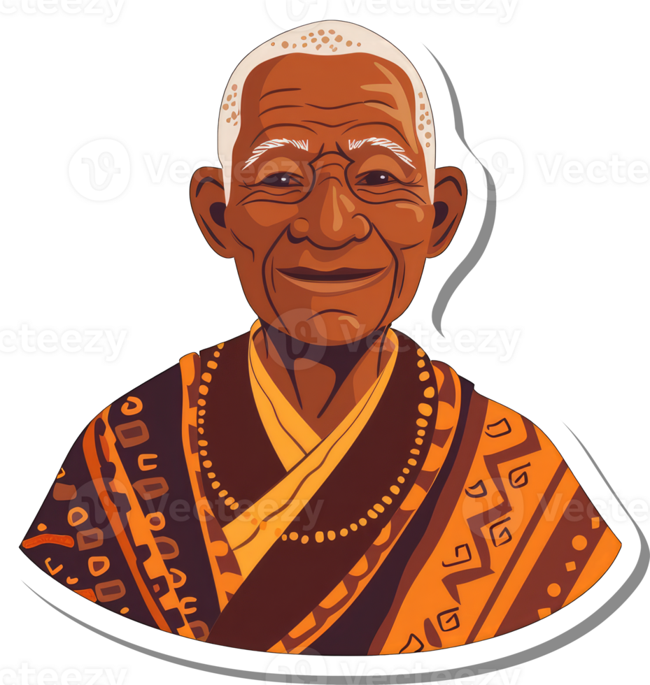 Illustrated Portrait Of Nelson Mandela In Traditional Attire png