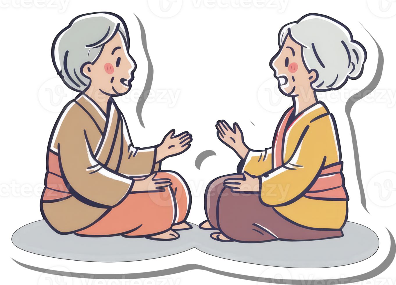 Two Elderly Women Engaging In Pleasant Conversation png