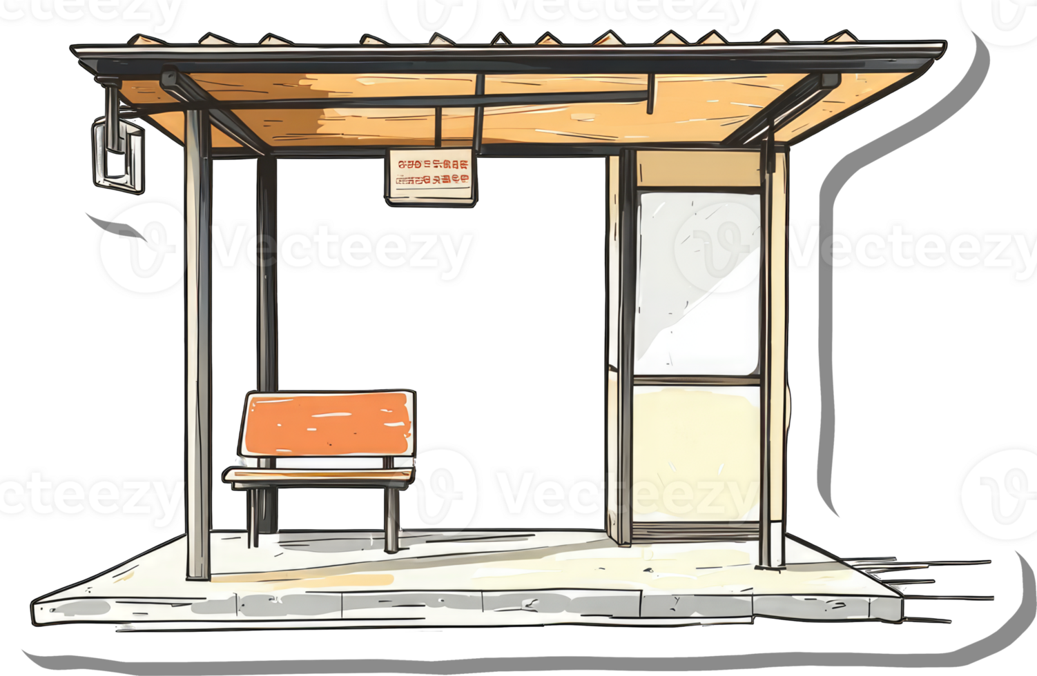 A Simple Illustration Of A Public Bus Stop Shelter png