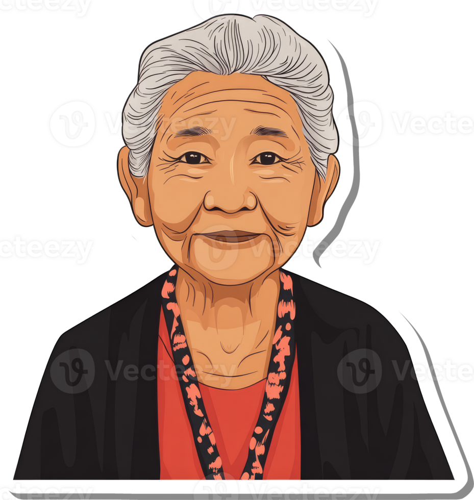 Portrait Of An Elderly Asian Woman Smiling Kindly png