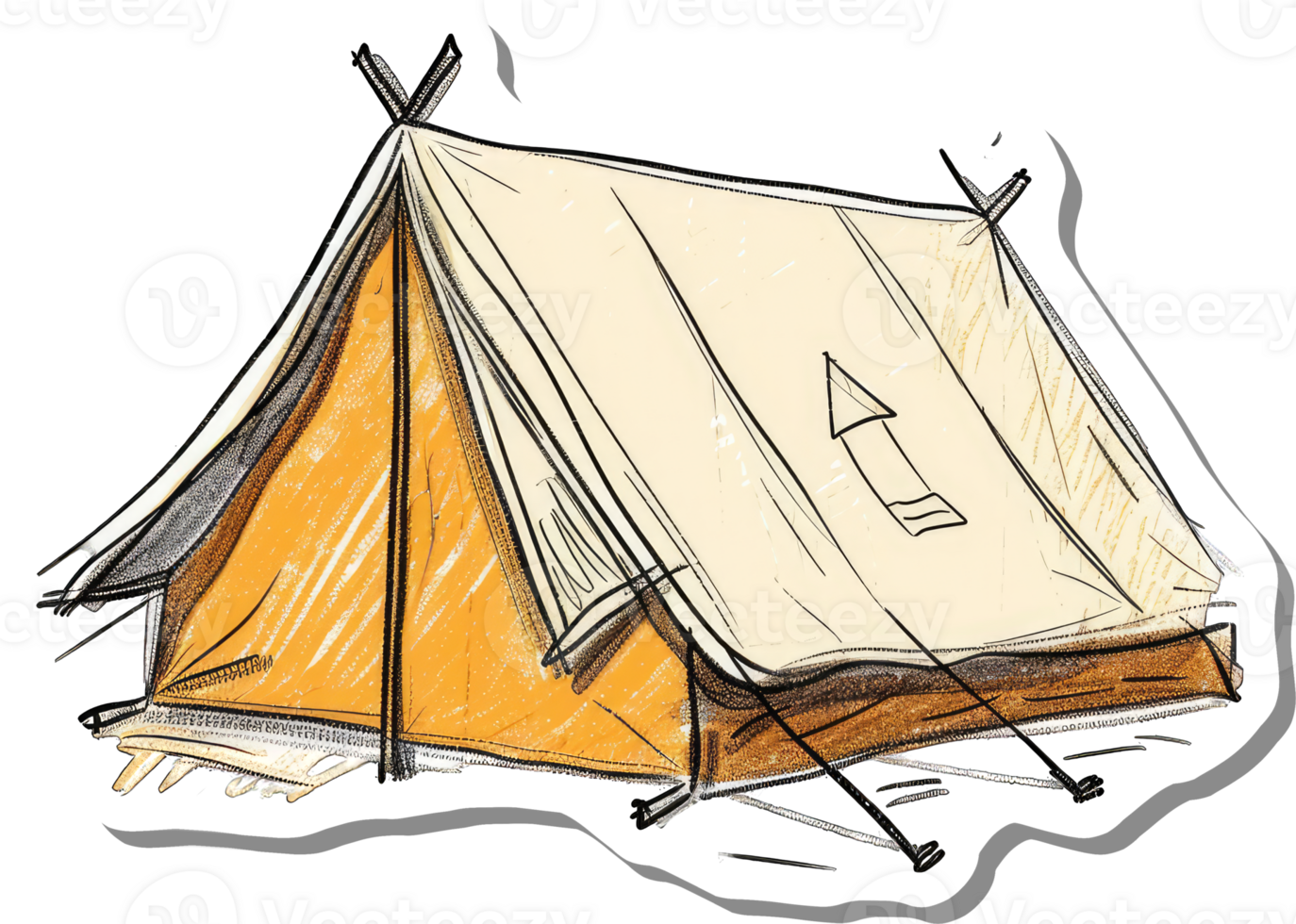 A Hand Drawn Sketch Of A Camping Tent png