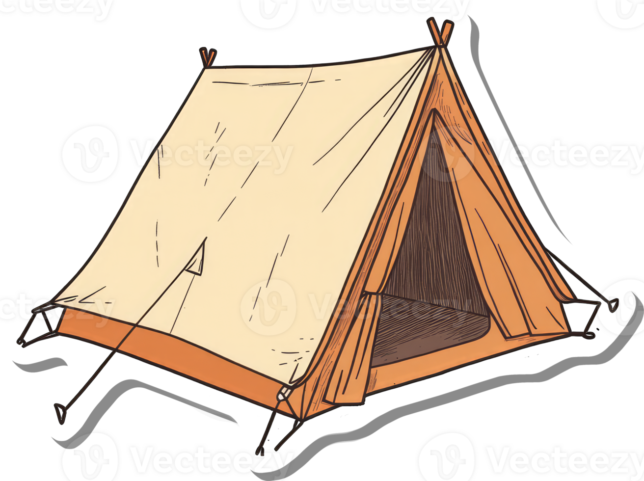 A Camping Tent Sticker Design Illustration png