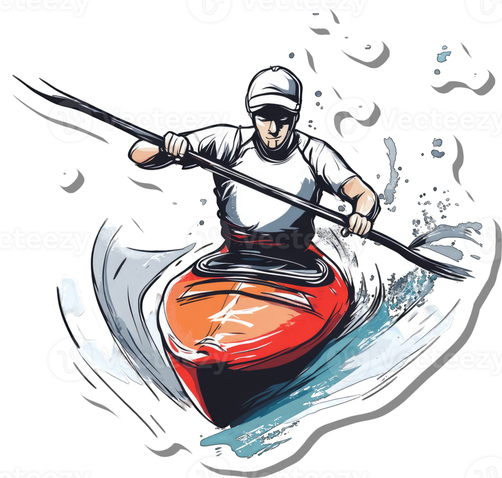 Kayak Racer Paddling Through Whitewater Rapids png