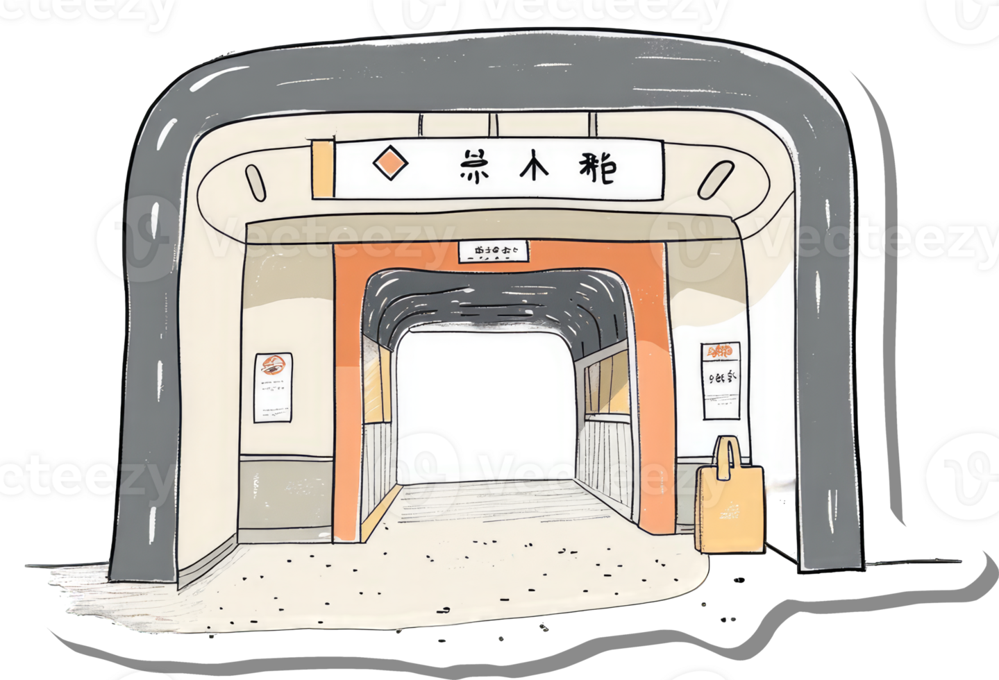 Illustrated Subway Station Entrance Design png
