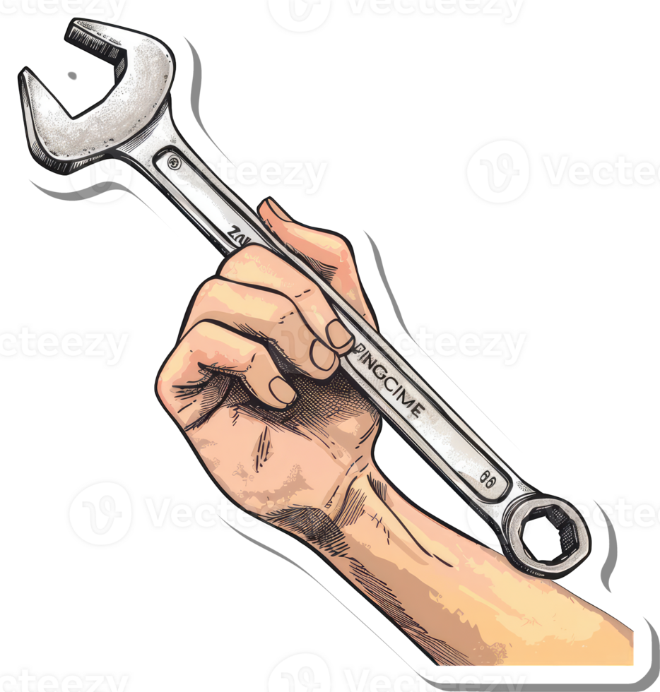 A Hand Gripping A Metal Wrench Firmly png