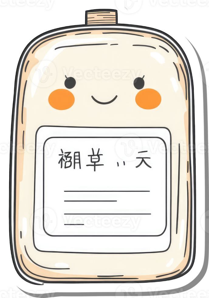 Happy Cute Cartoon Bottle With Blank Label png