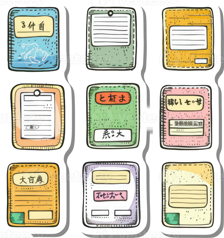 Collection of Cute Hand Drawn Notebooks png