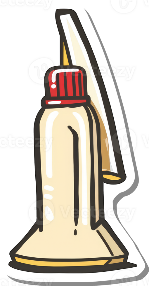 Illustrated Adhesive Bottle With Red Cap And Applicator png