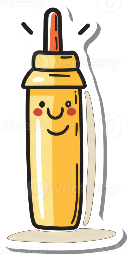 Happy Yellow Mustard Bottle Cartoon Illustration png
