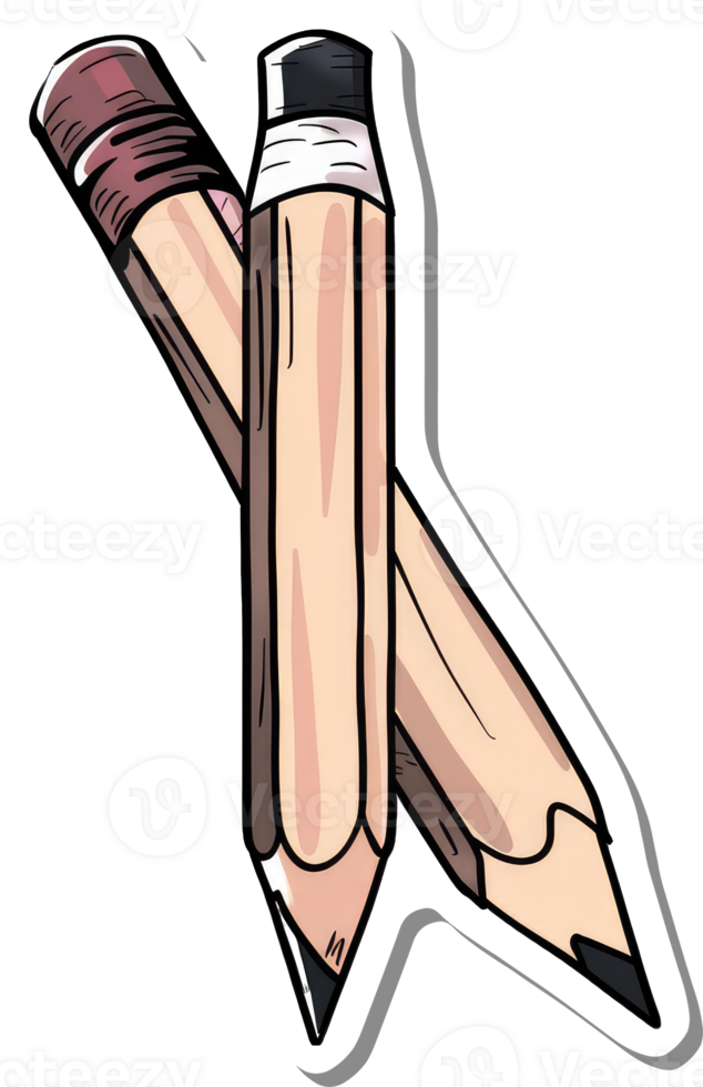 Two Wooden Pencils Crossed Together Illustrative Design png