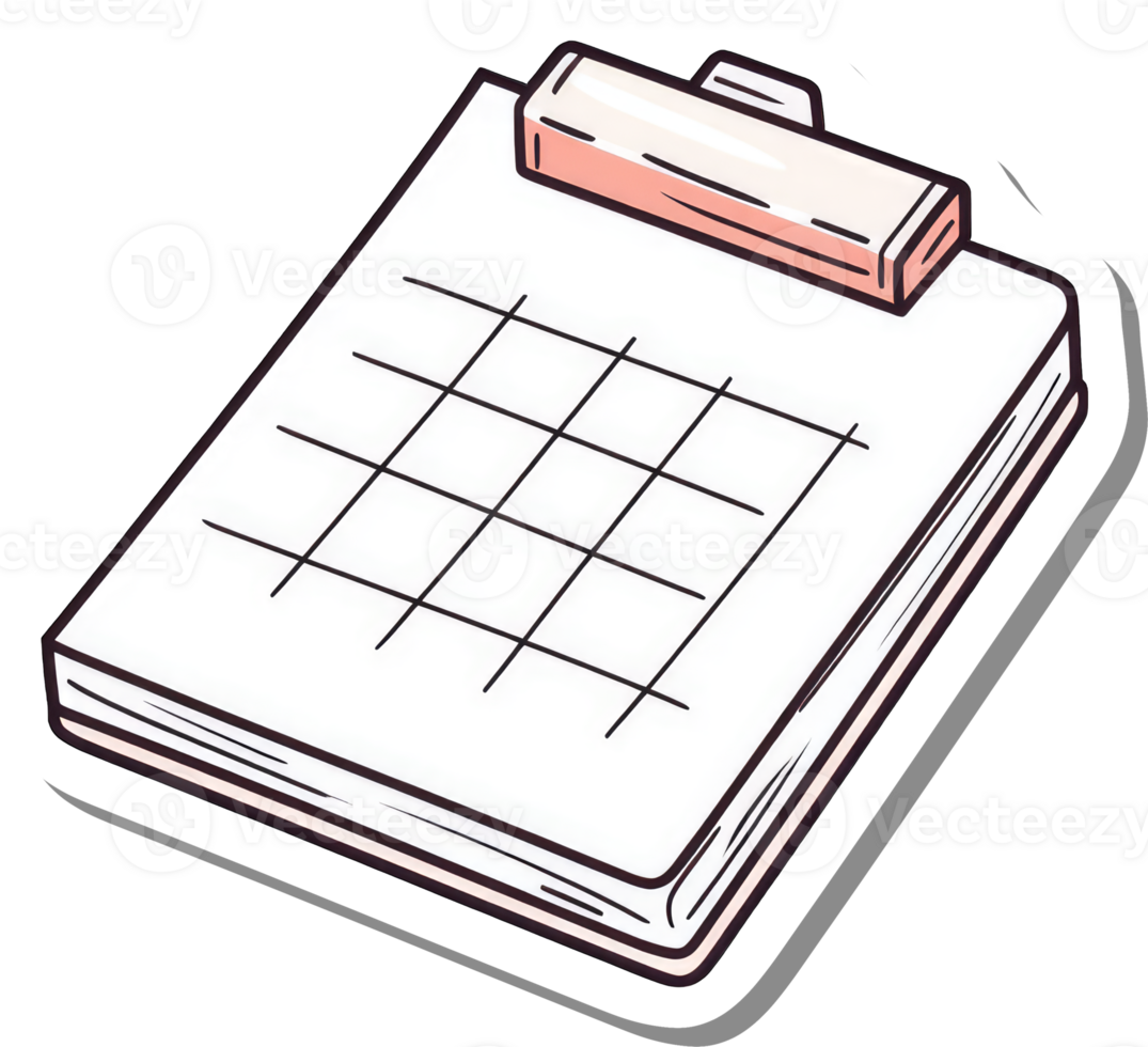 A Gridded Clipboard with a Clip at the Top png