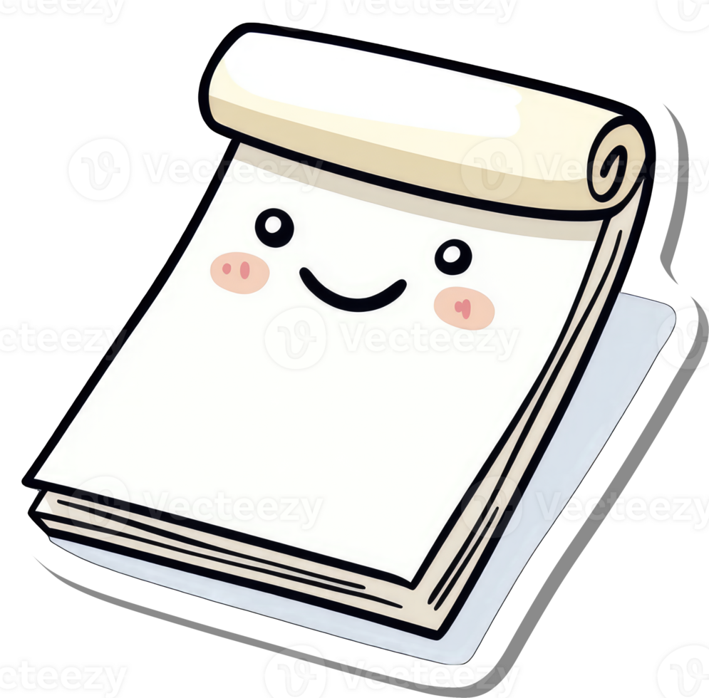 Happy Smiling Cartoon Notepad Character Illustration png