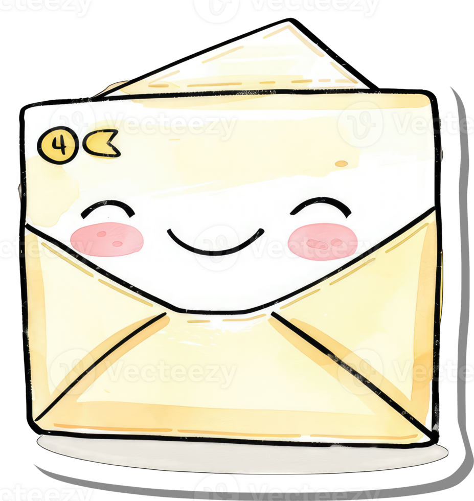 Happy Smiling Cartoon Envelope Mail Icon png