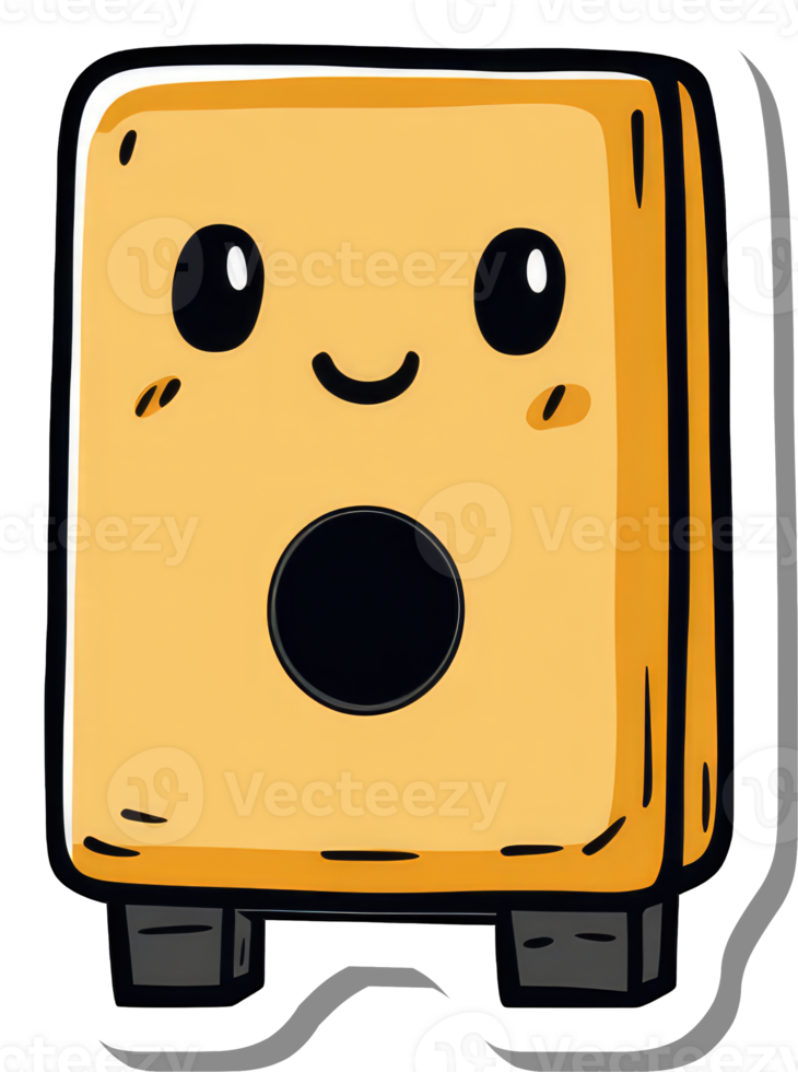 Happy Yellow Box Character With A Speaker png
