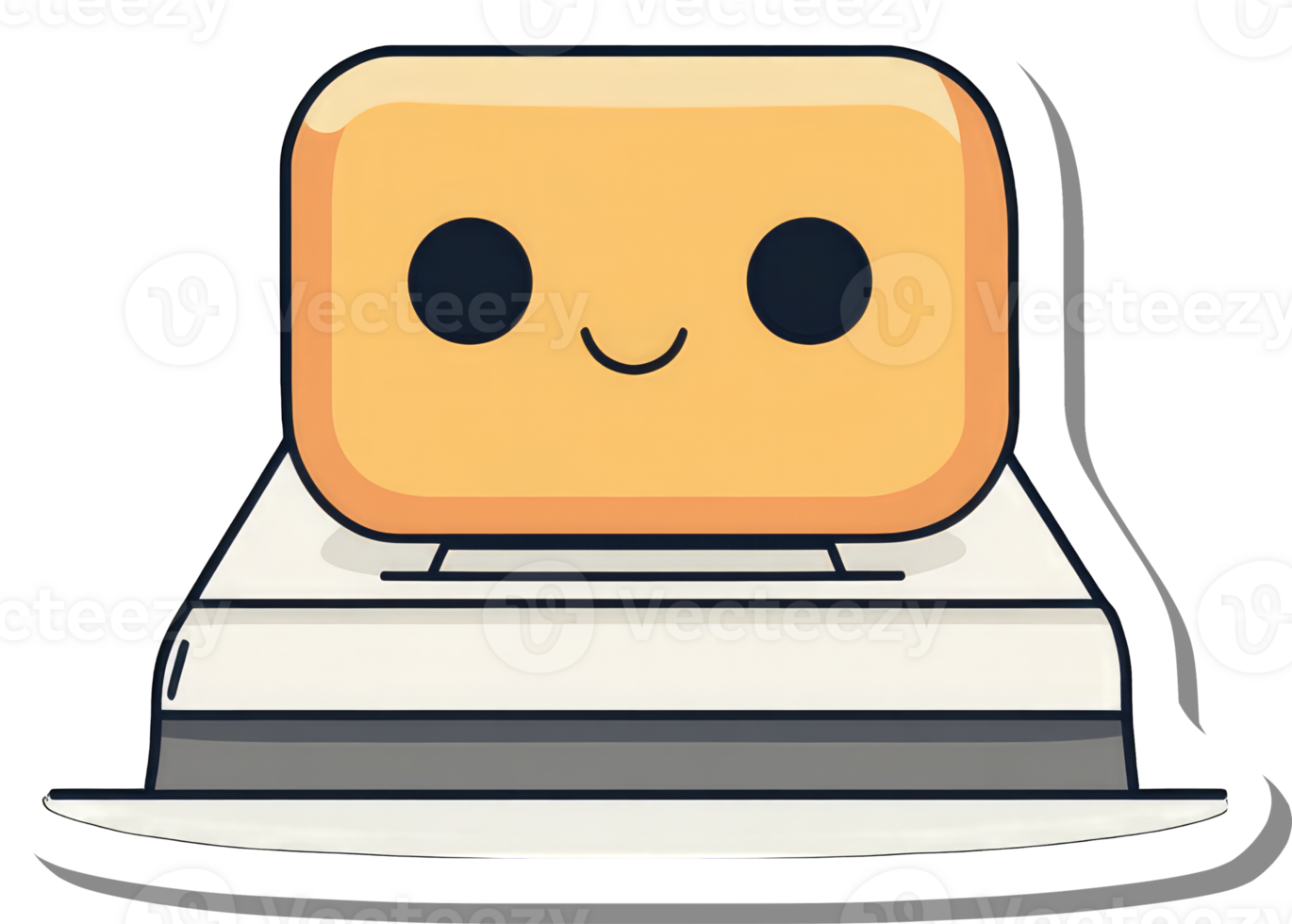 Happy Orange Square Robot Cartoon Character png