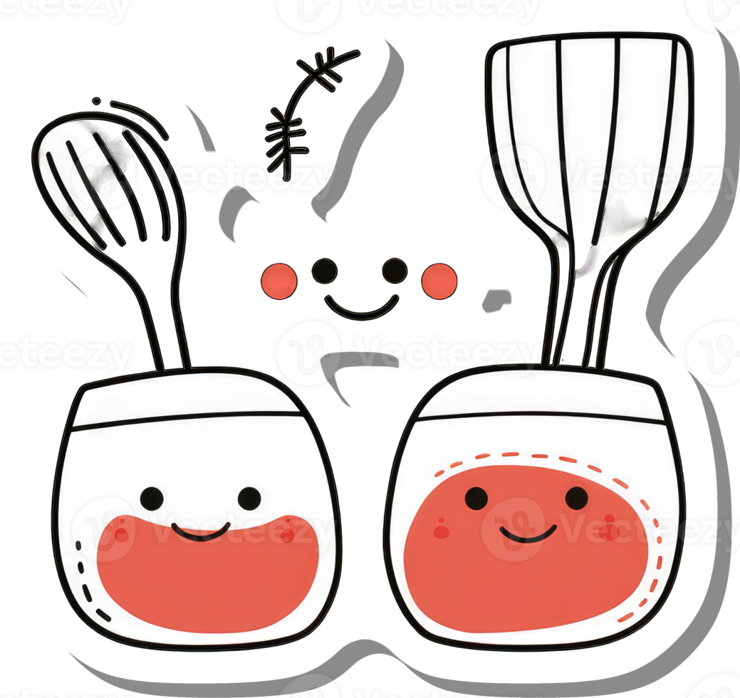 Happy Jars With Whisk And Spatula Baking Utensils png