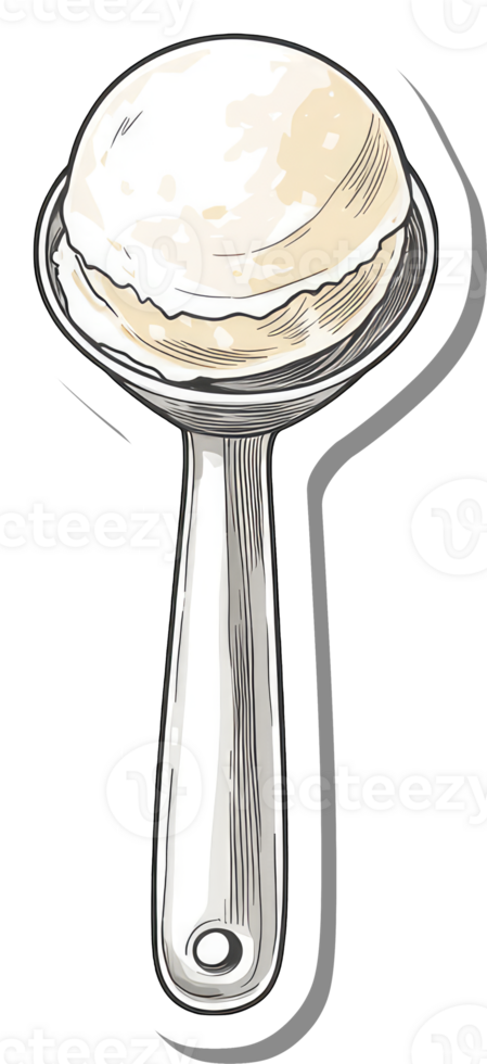 A delicious scoop of ice cream on a long spoon png