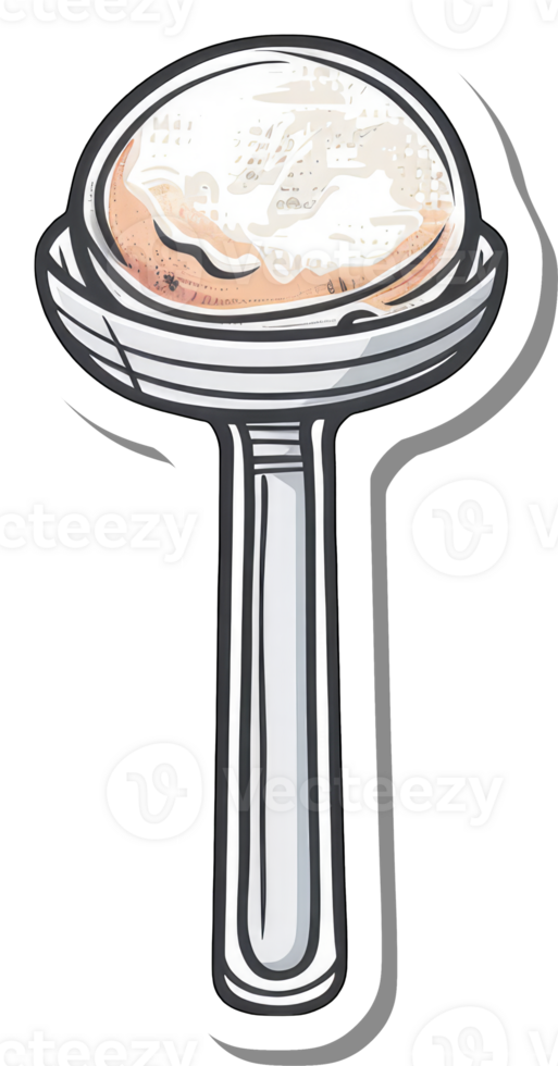 A scoop of ice cream on a long handled spoon png