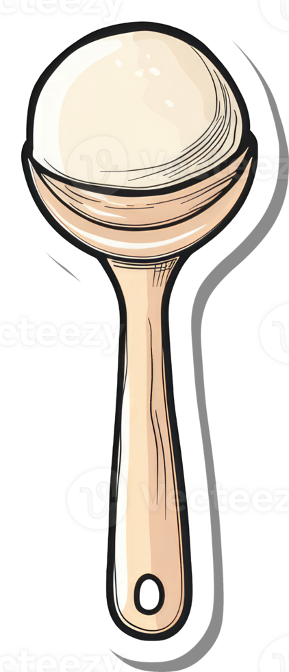 Wooden handled utensil holds a creamy substance png