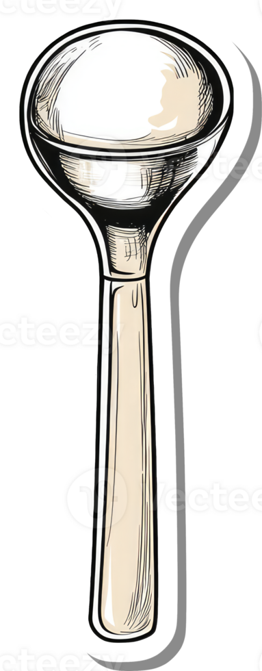 Hand Drawn Illustration Of A Simple Wooden Mortar And Pestle png