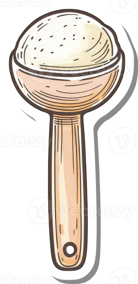 Wooden Spoon Holding A Scoop Of Creamy Substance png