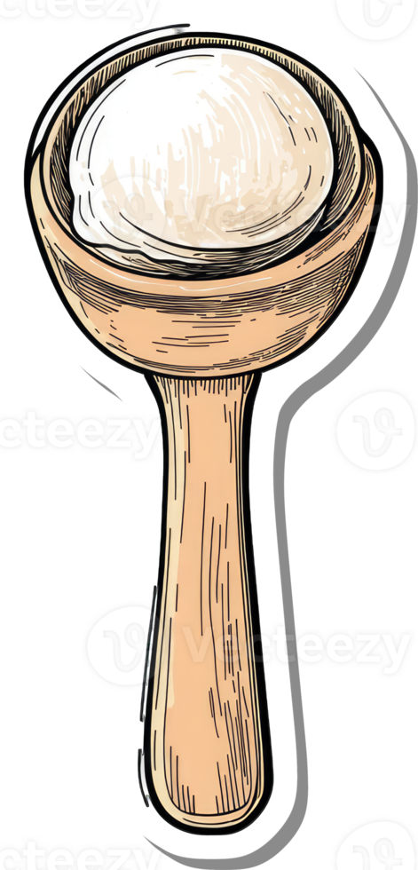 Wooden bowl holds creamy dough for baking png