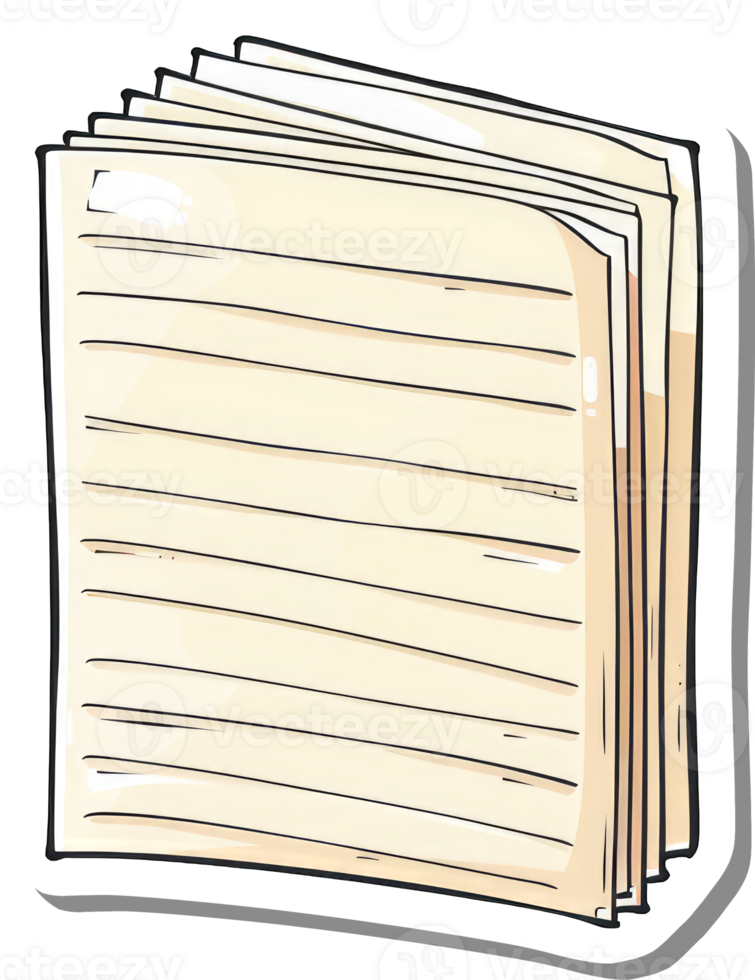 Stack of lined papers ready for writing notes png