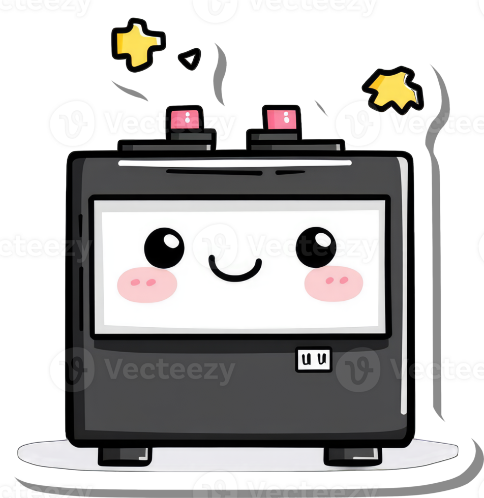 Happy Cute Cartoon Device With Buttons png