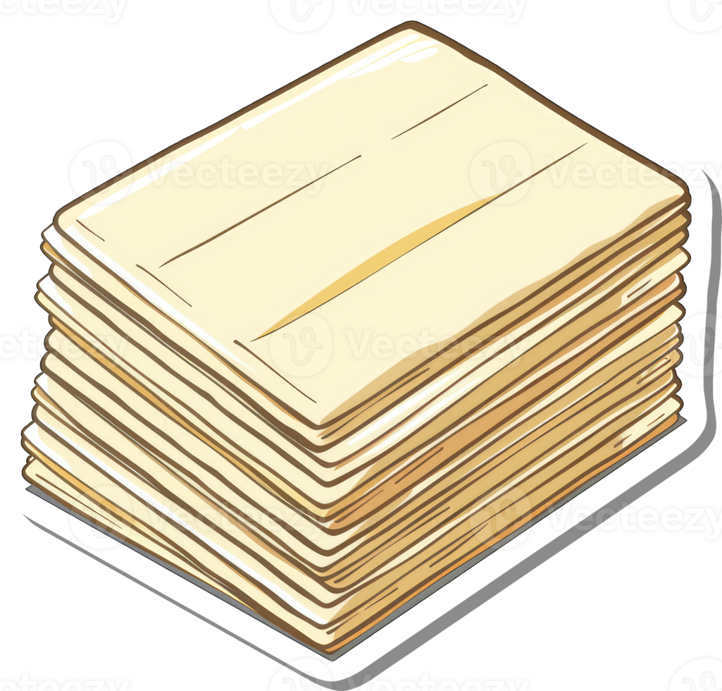 A Stack Of Pale Yellow Rectangular Papers png
