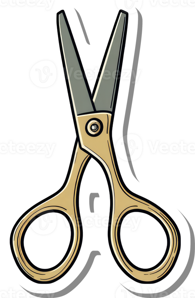A pair of gold handled scissors is shown png