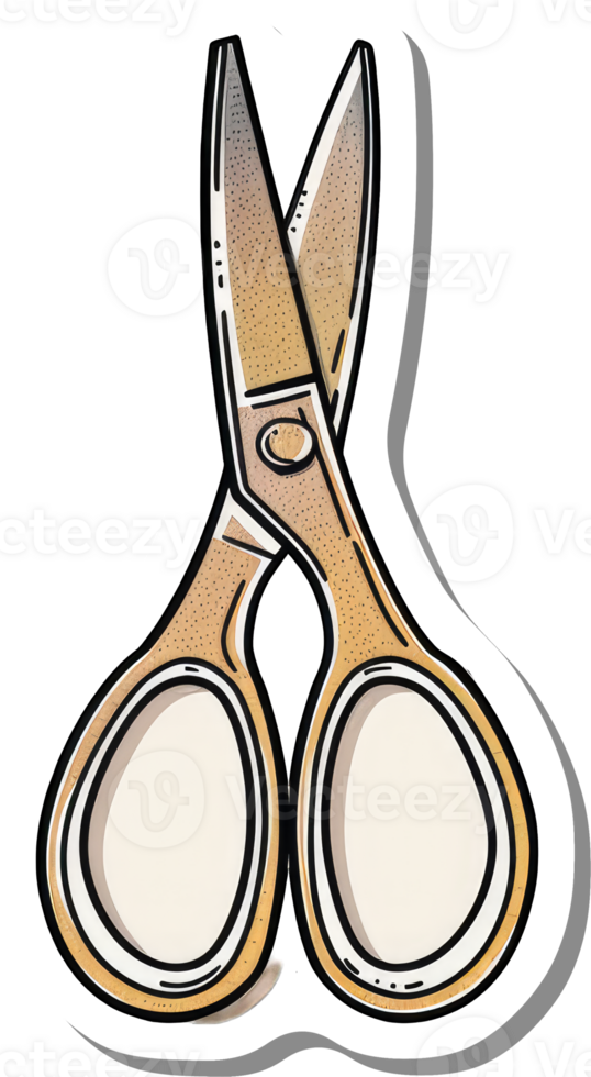 A Detailed Illustration Of Gold Scissors png
