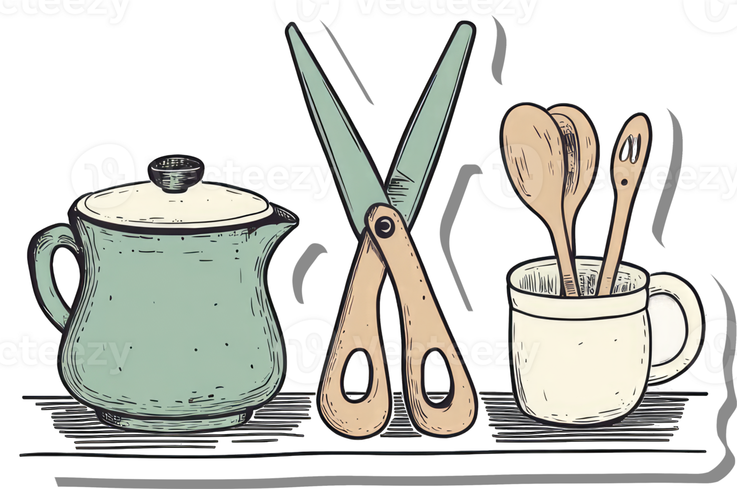 Kitchen Utensils Arranged on a Surface png