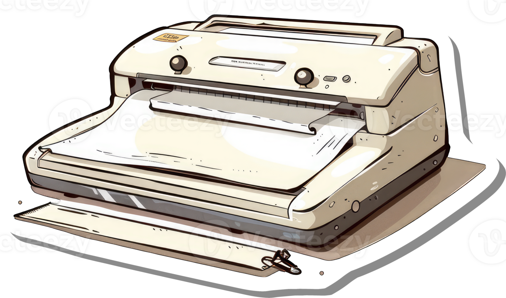 Vintage Office Machine Processes Paper Documents png