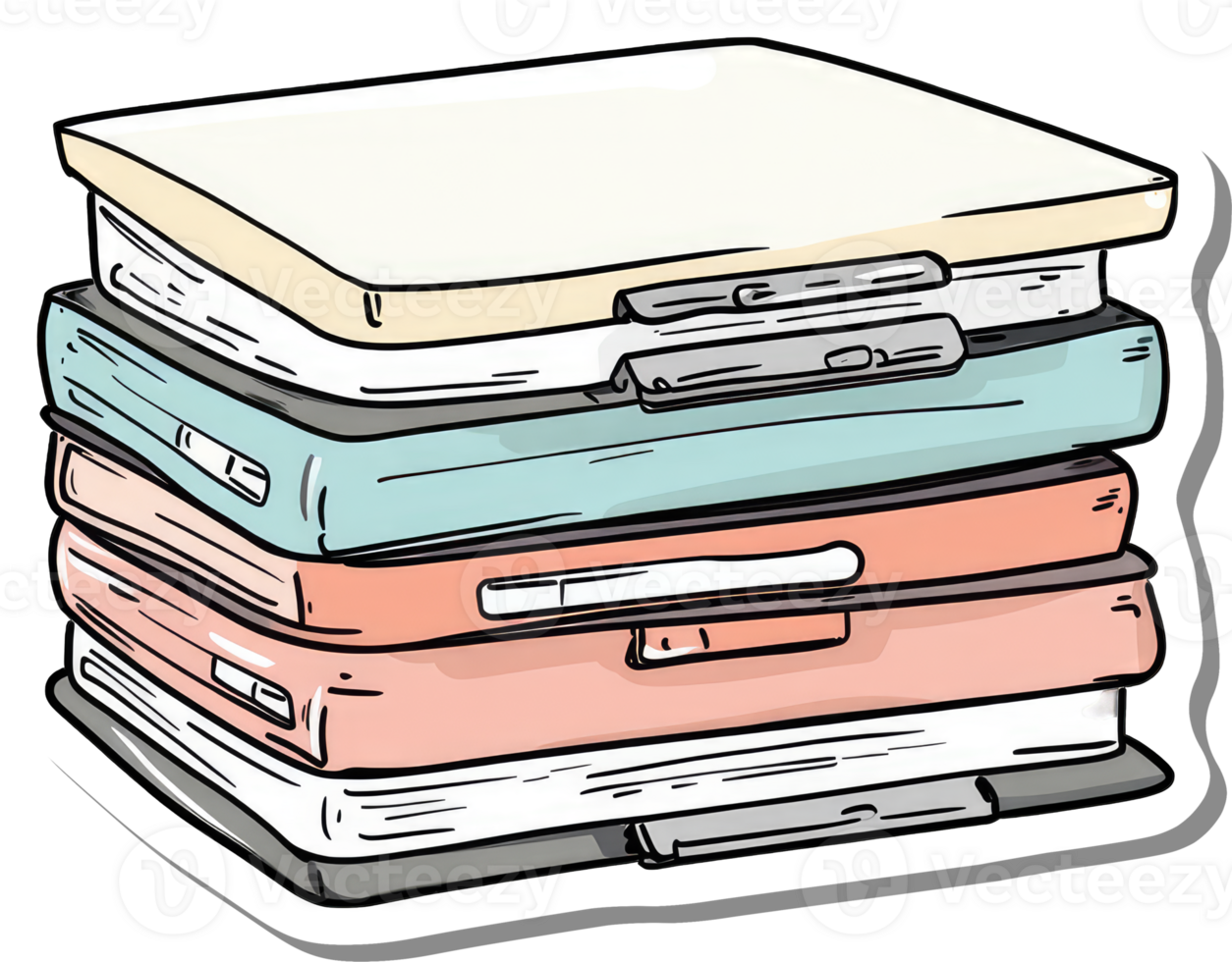 A Stack of Colorful Books and Notebooks png