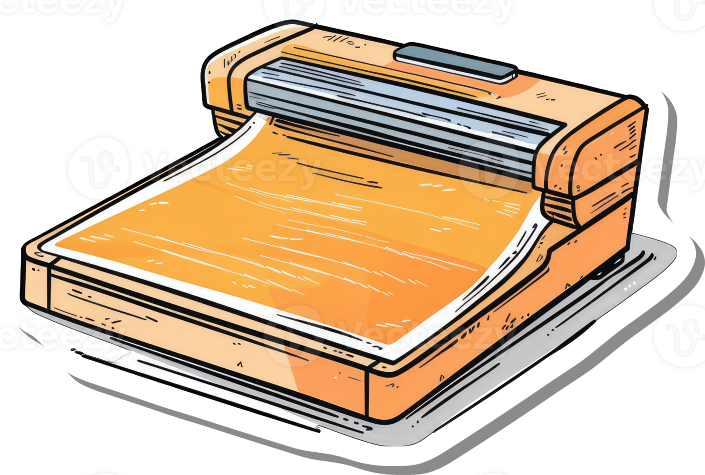 Orange Large Format Printer Processing Image png
