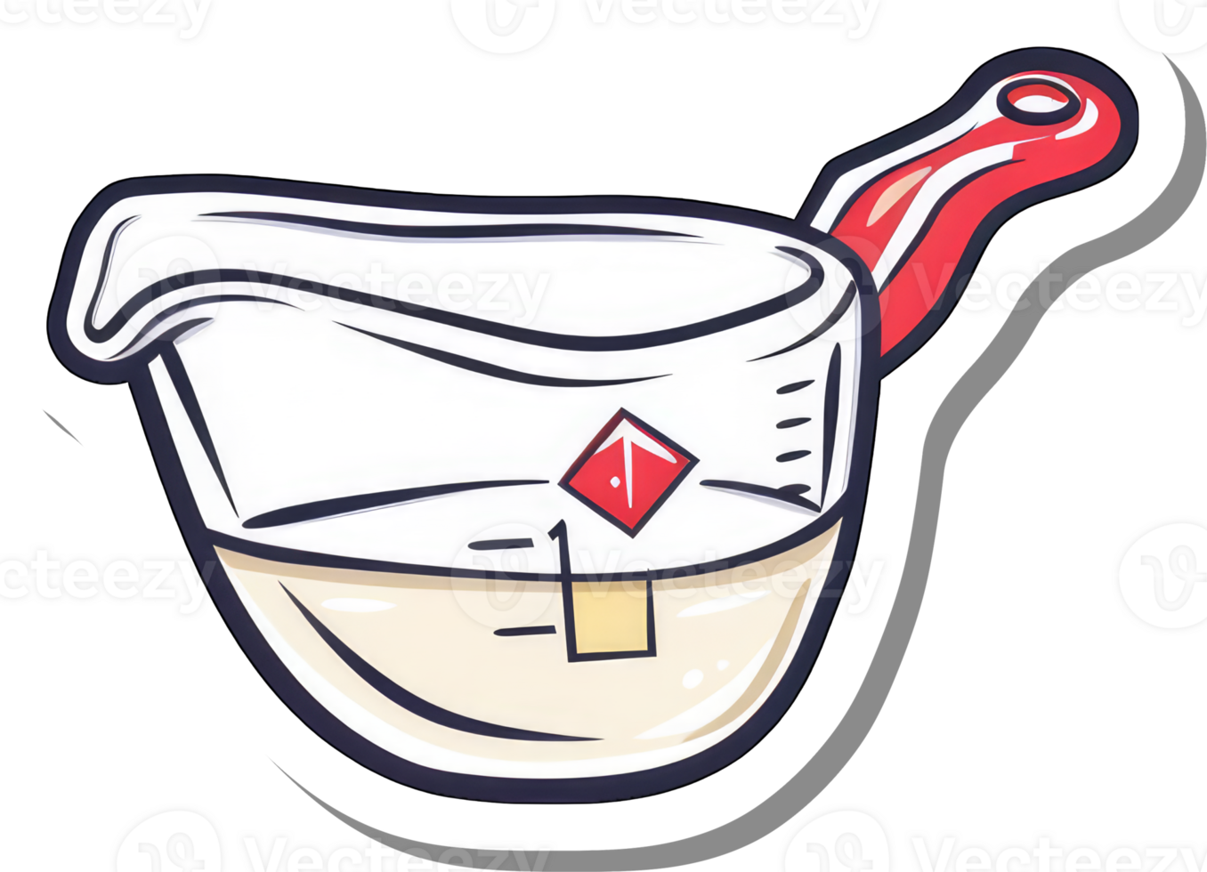 Cartoon Beaker Filled With Liquid And Red Stirrer png