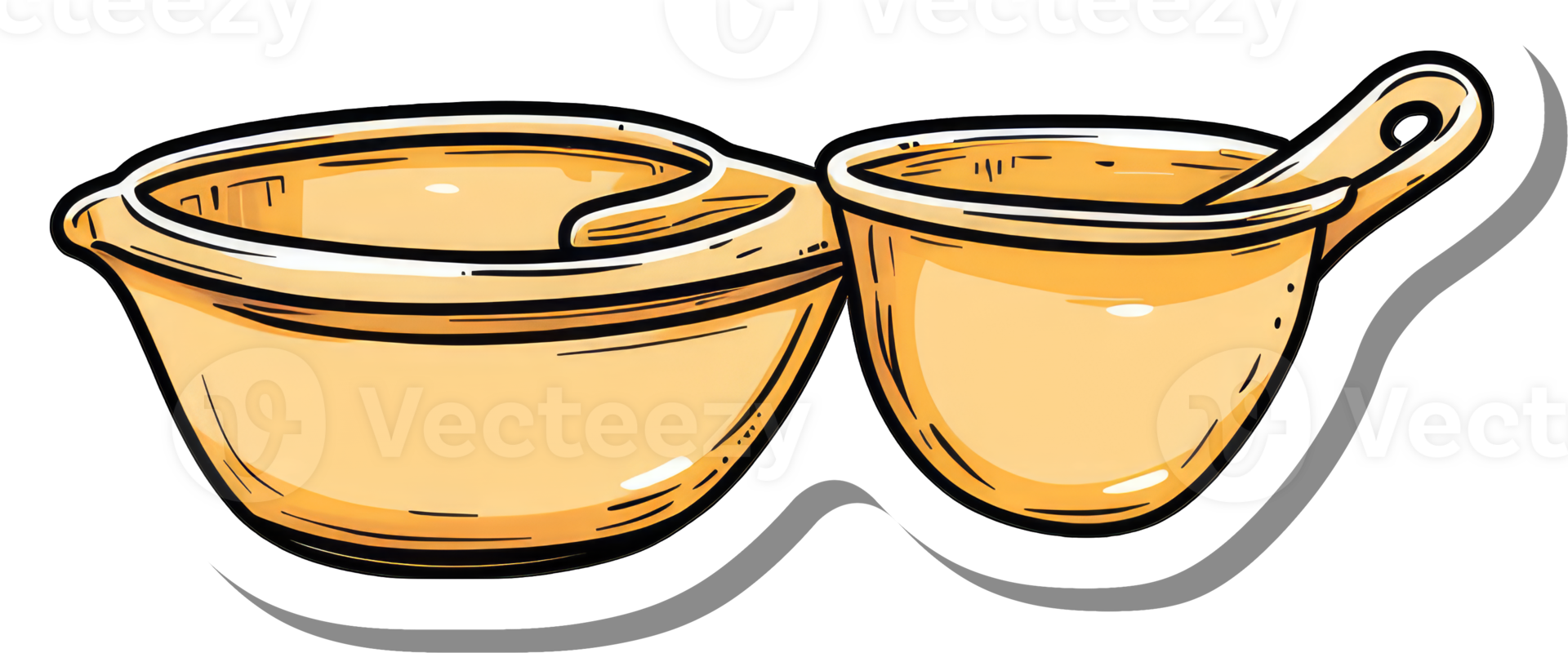 Mixing bowl and measuring cup baking set png