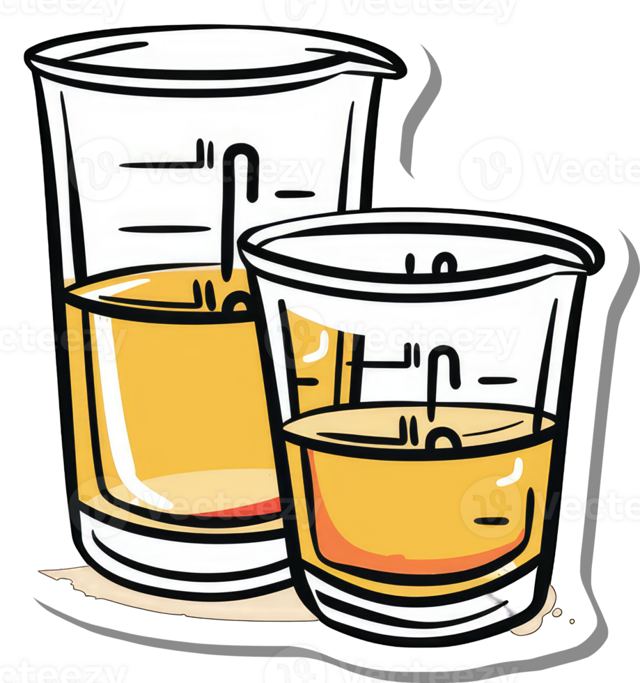 Two Measuring Cups Filled With Yellow Liquid png