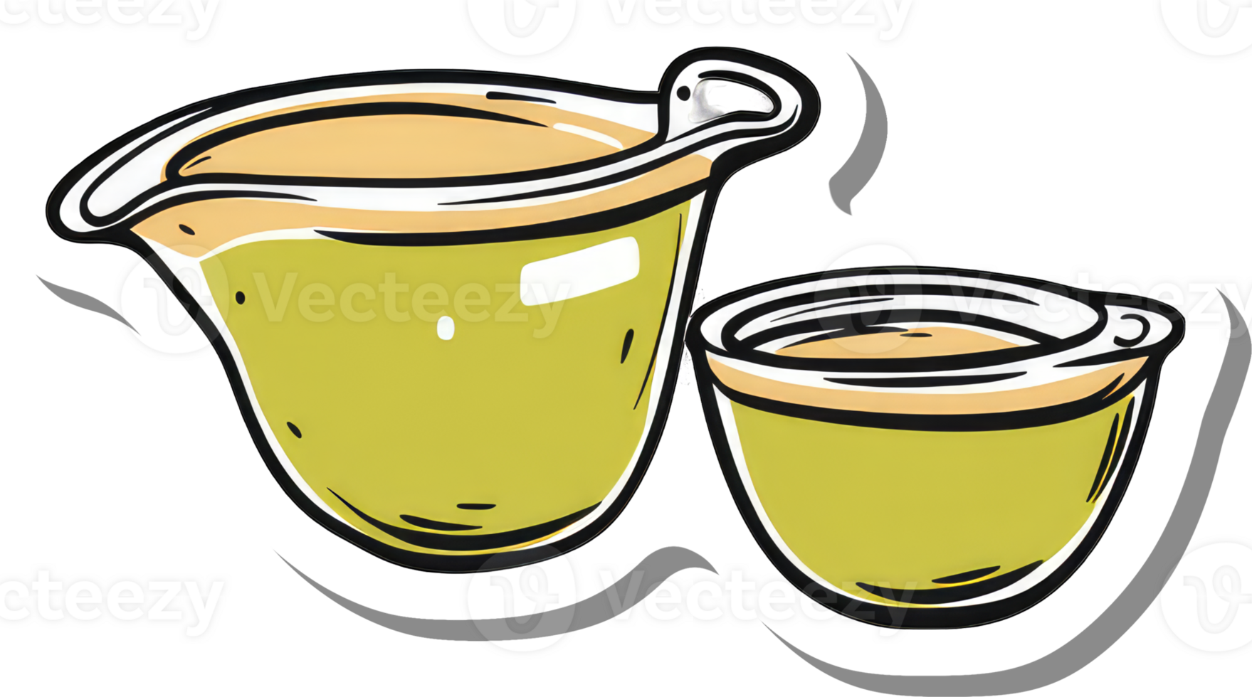 A cartoon illustration of a pitcher and cup of olive oil png