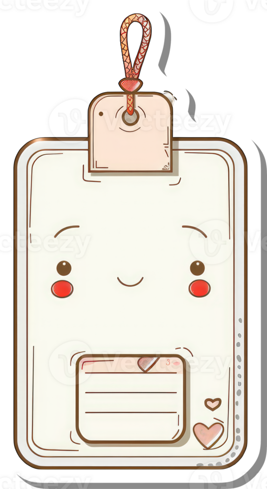 Adorable Cartoon Notepad With A Cute Face And String png