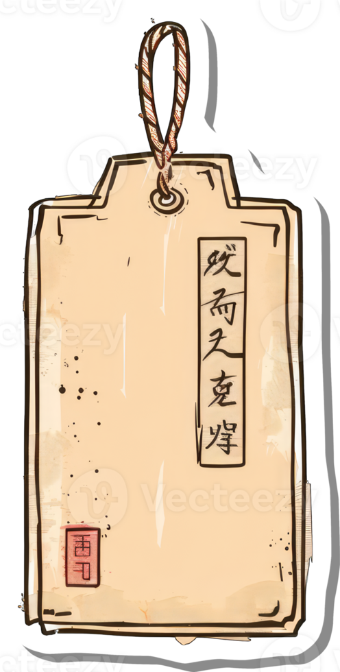An Antique Asian Tag With Chinese Characters png