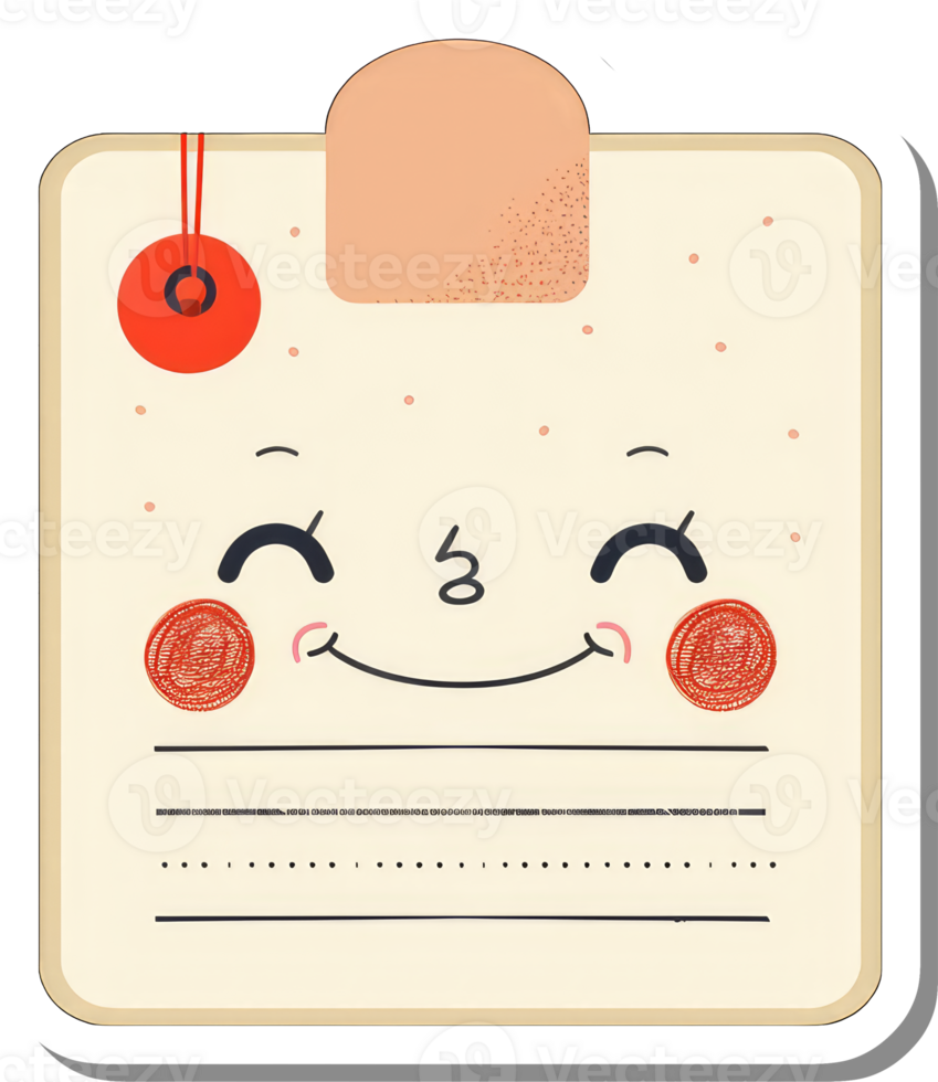Happy Smiling Tag With Red Seal And String png
