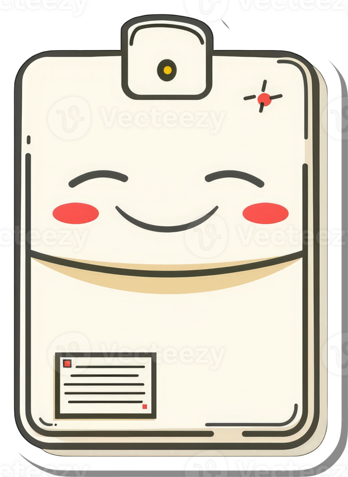 Happy Clipboard Character With Document And Smiley Face png