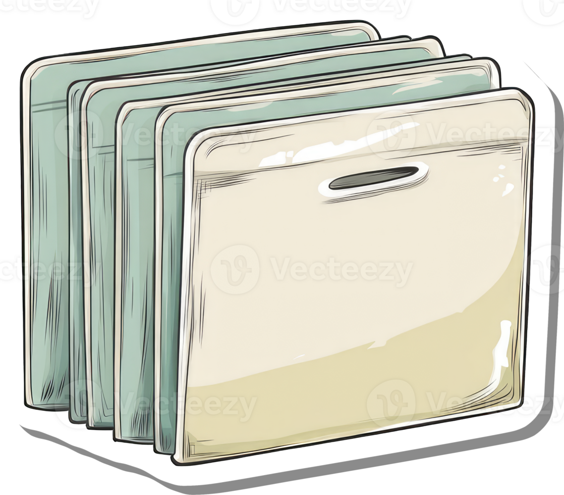 A Stack of Neat Pale Green and Beige Folders png