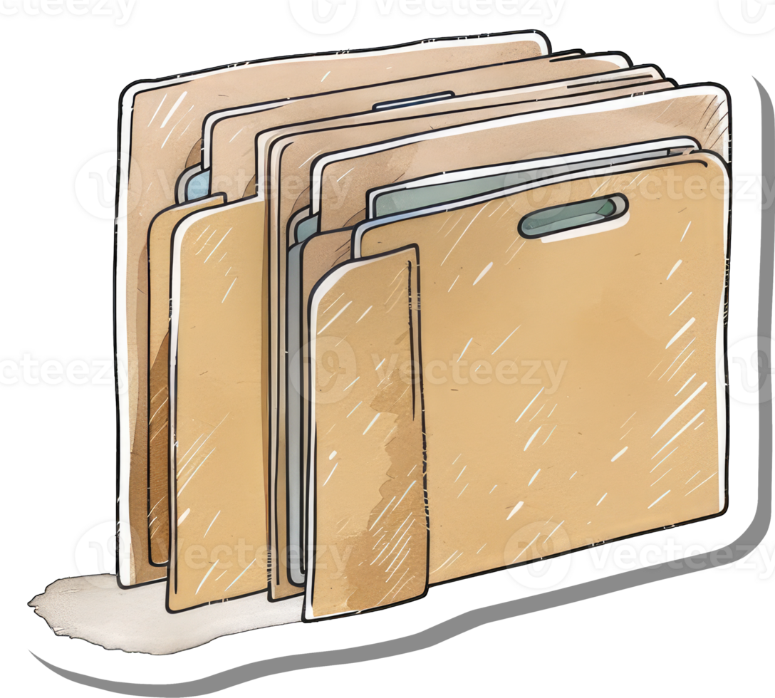 Stacked manila folders ready for filing and organization png
