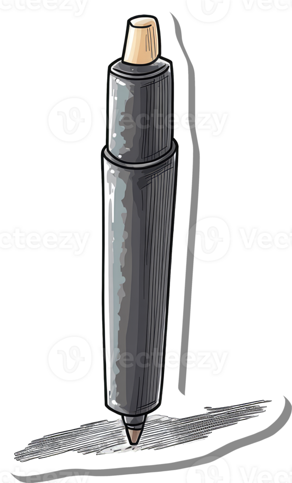 A Gray Marker Pen with Tan Cap Drawing Lines png