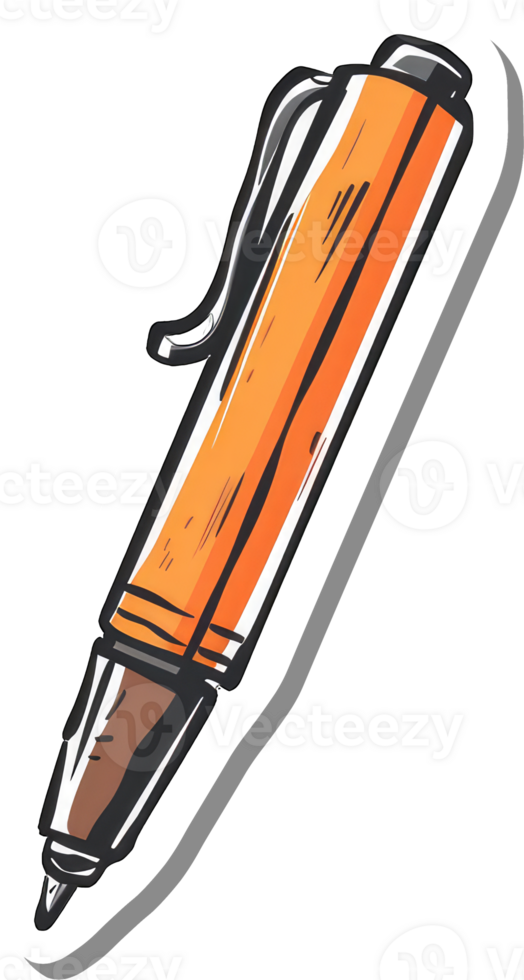 Orange Pen Illustration Artistic Design Drawing png