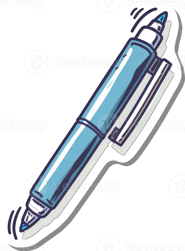 A Blue Pen Sticker Design Illustration png