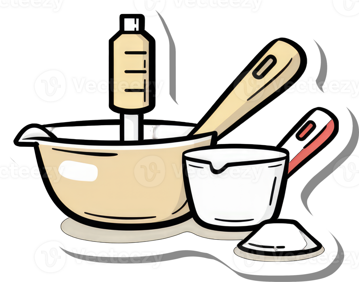 Baking ingredients and utensils are ready for use png